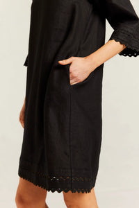 Alessandra Claire Linen Dress in Black