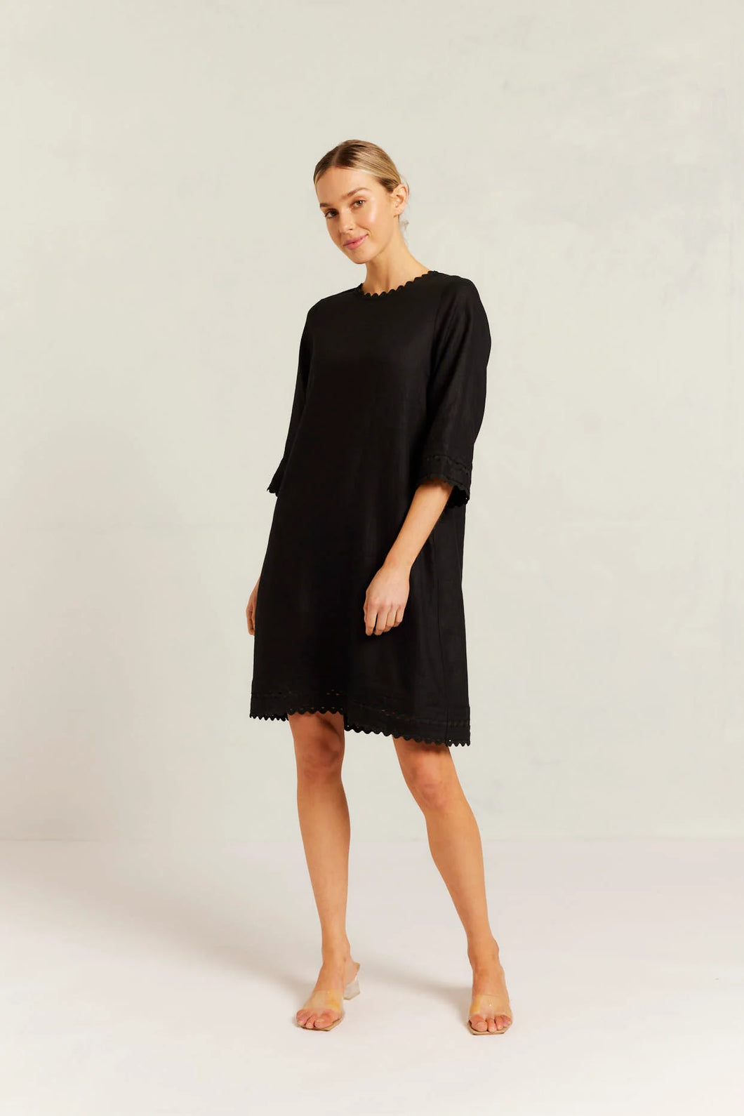 Alessandra Claire Linen Dress in Black