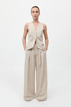 Load image into Gallery viewer, St Agni Pinstripe Wool Drawstring Pants Latte