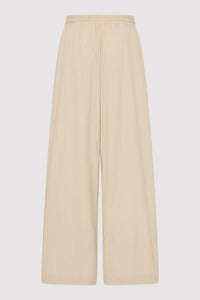 St Agni Pinstripe Wool Drawstring Pants Latte