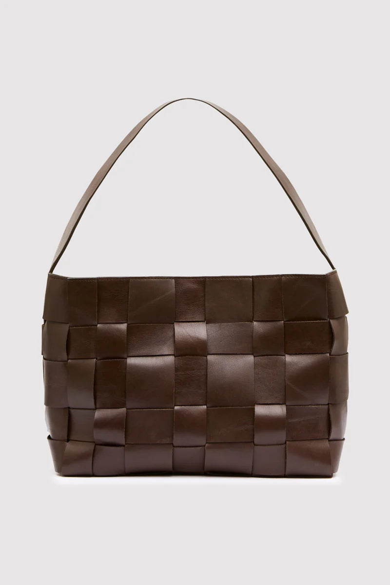 St Agni Woven Mini Tote Chocolate