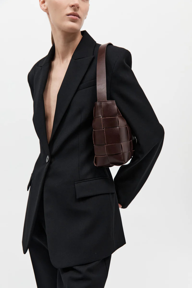 St Agni Woven Mini Tote Chocolate