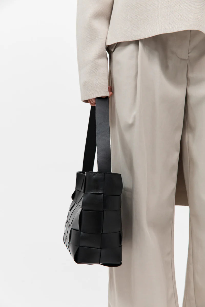 St Agni Woven Mini Tote Black