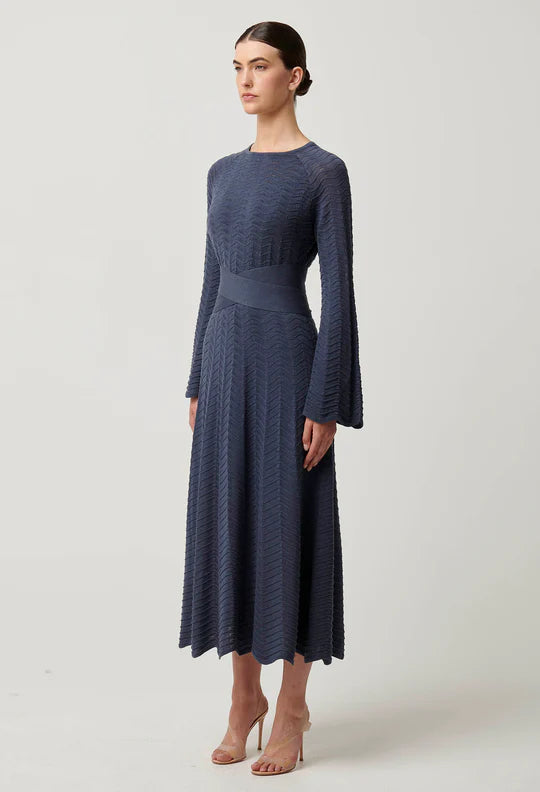 Once Was Everett Cotton Lyocell Knit Dress in Bluestone