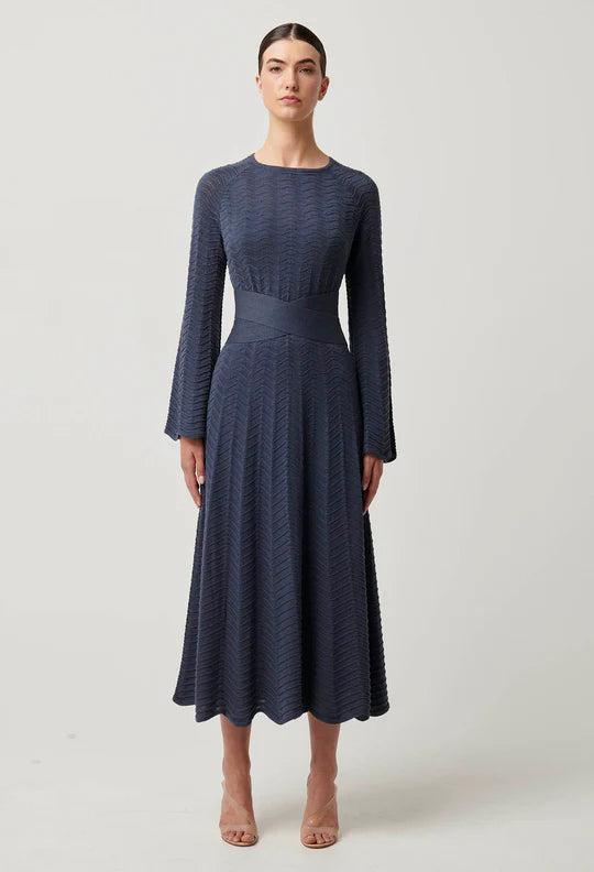 Once Was Everett Cotton Lyocell Knit Dress in Bluestone