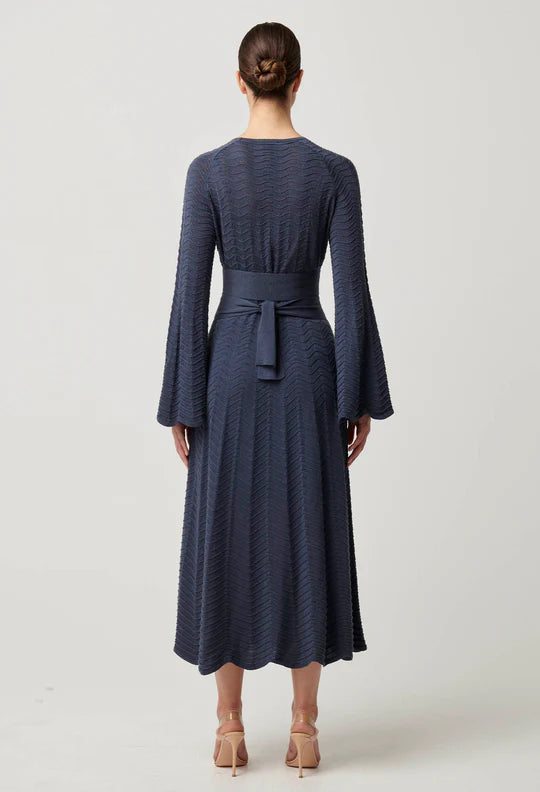 Once Was Everett Cotton Lyocell Knit Dress in Bluestone