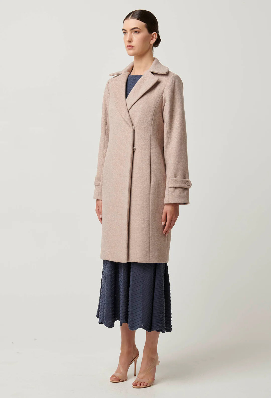 Once Was Sutton Wool Blend Double Breasted Coat in Oat