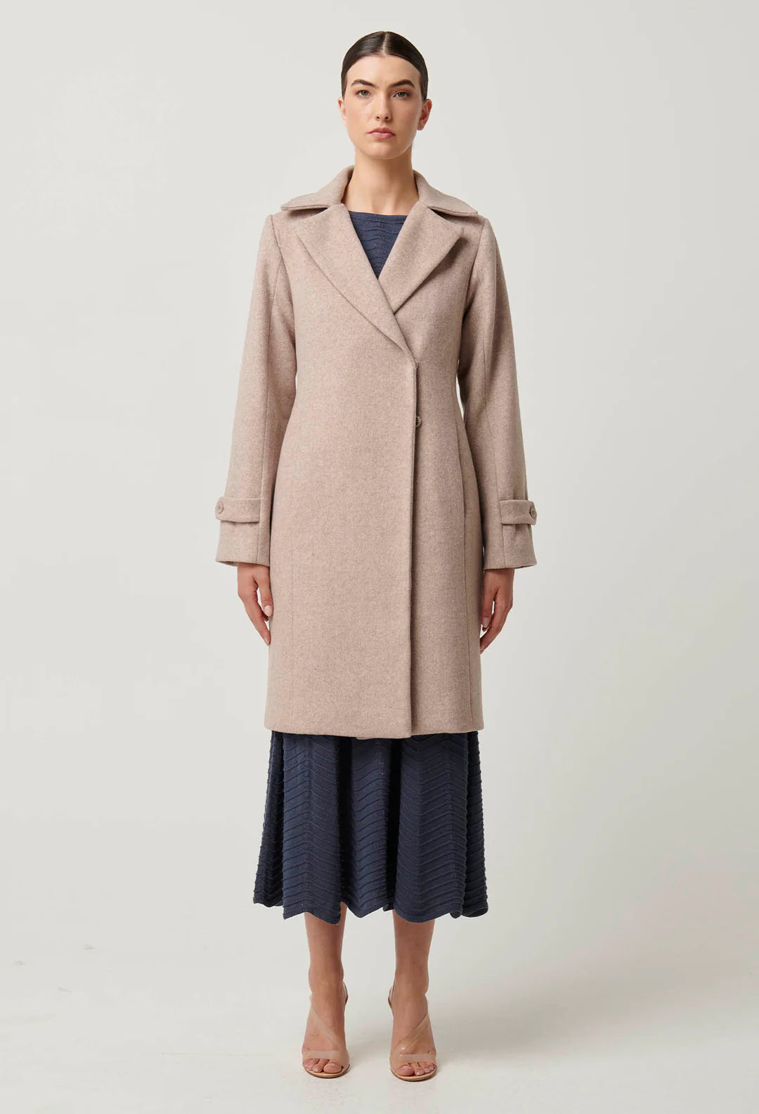 Once Was Sutton Wool Blend Double Breasted Coat in Oat