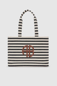 Anine Bing Lara Tote - black and white stripe