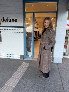 Dea Wool Plaid Coat - Brown