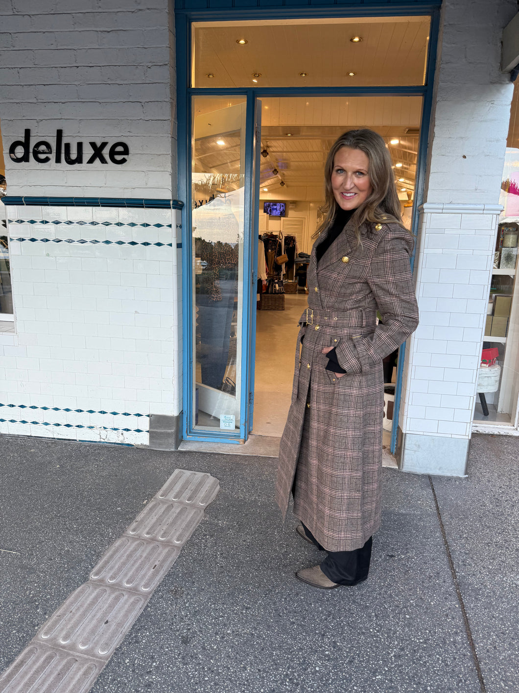 Dea Wool Plaid Coat - Brown