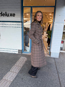 Dea Wool Plaid Coat - Brown