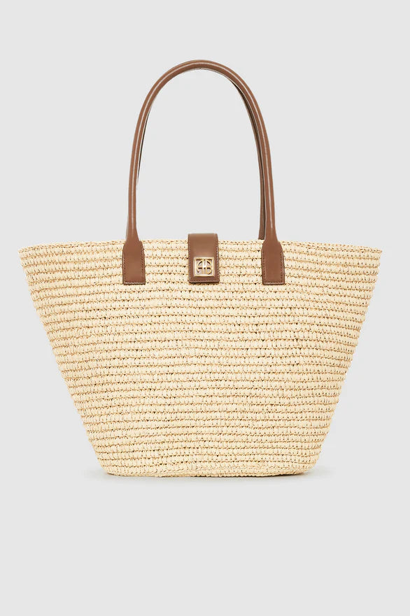 Anine Bing Lou Tote Monogram Natural with Cognac