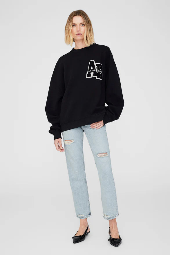 Anine Bing Miles Sweatshirt Letterman Black