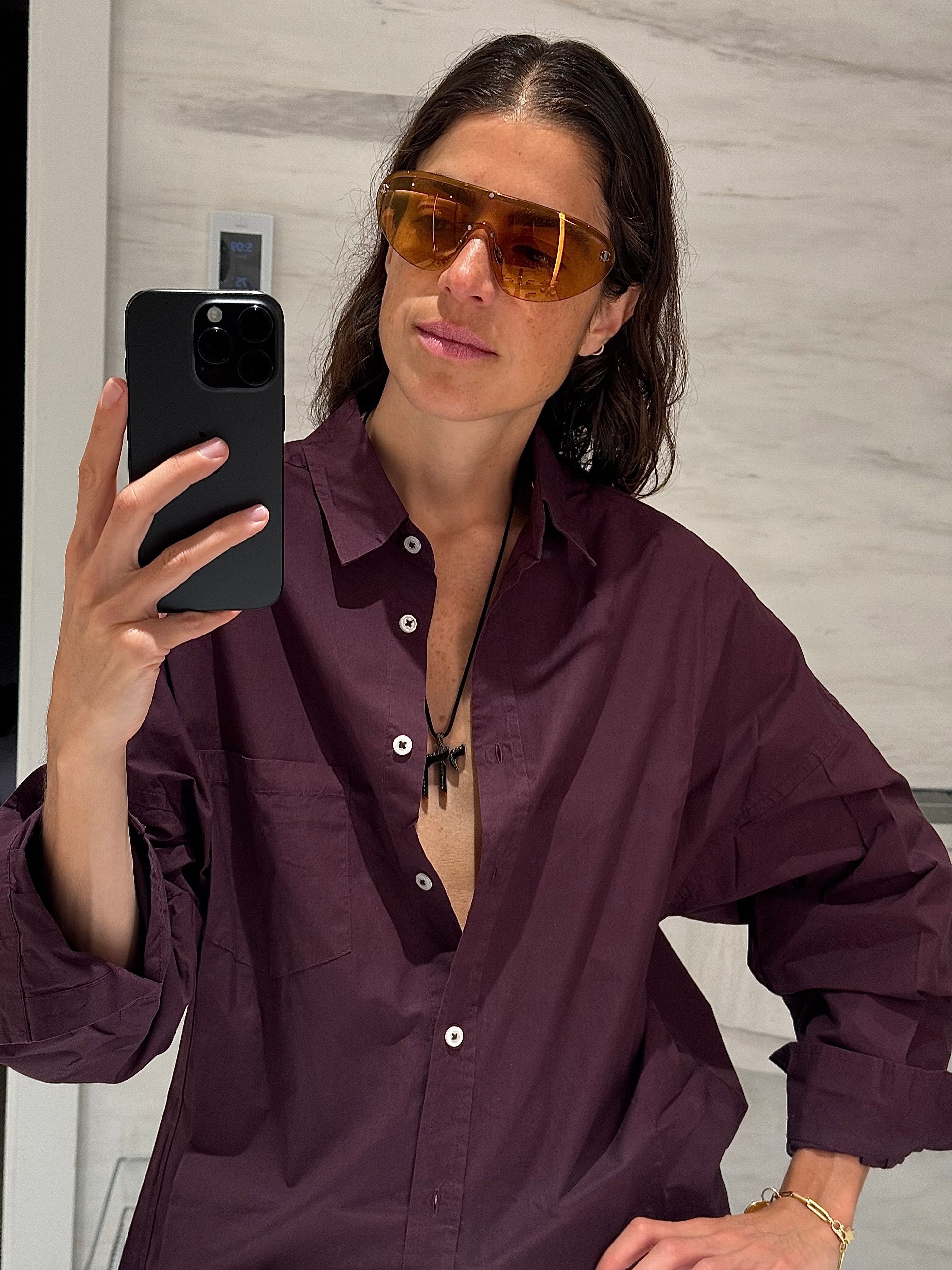 LMND Chiara Long Sleeve Shirt Cherry