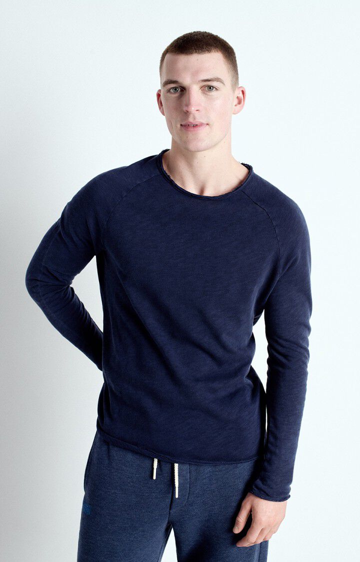 American Vintage Mens Sonoma Long Sleeve Tee Shirt Navy