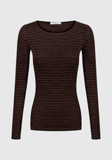 Morrison Morri Merino Stripe Round Neck Espresso Black