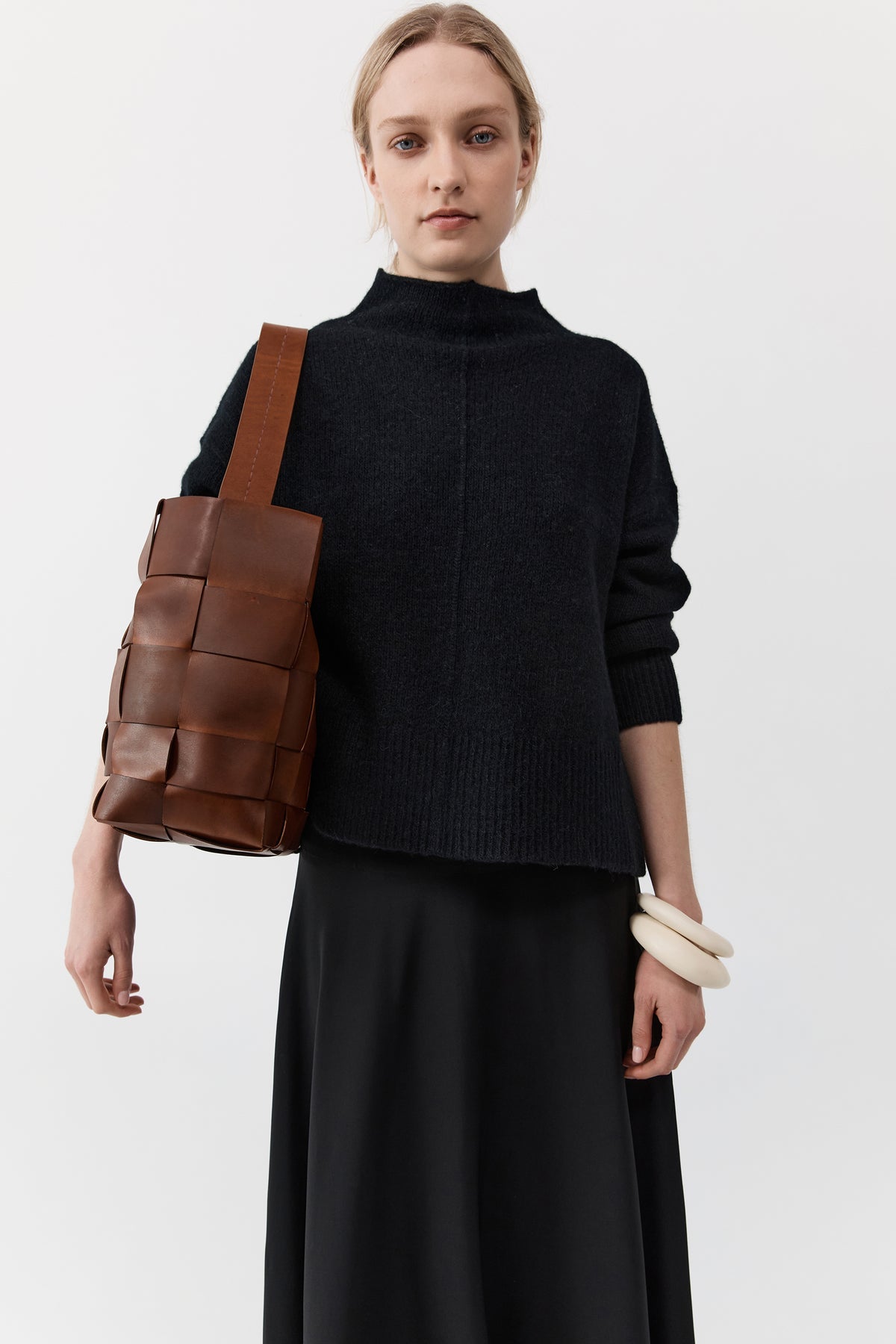 St Agni Woven Large Tote Chestnut