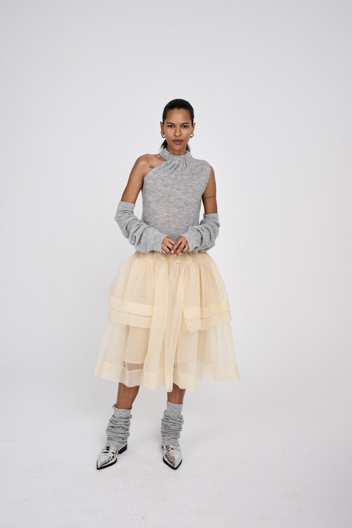 Rabens Saloner Falka Organza Skirt Bisque