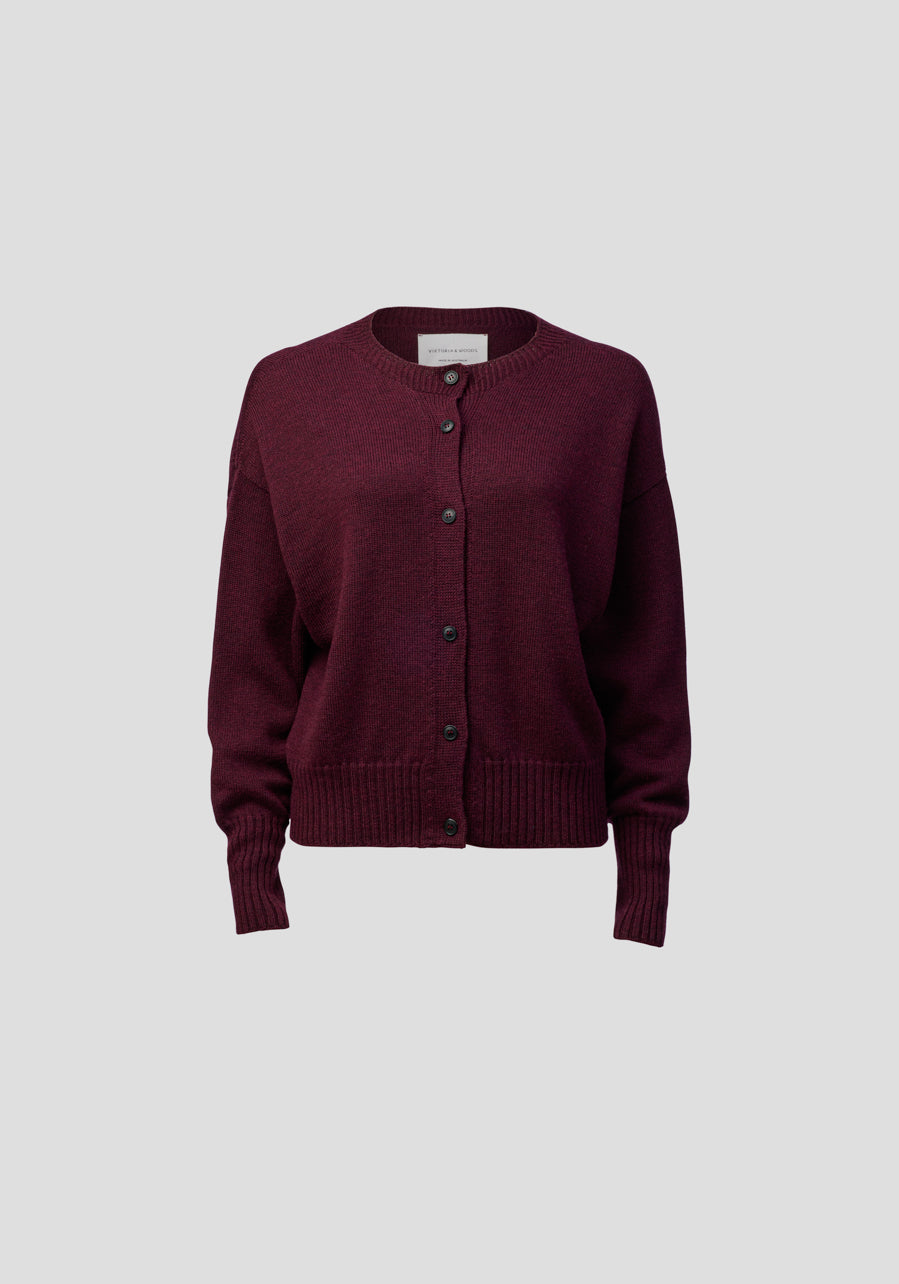 Viktoria and Woods Hart Merino Cardigan Garnet