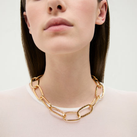 Gas Bijoux Maille Oval Necklace Large Size Gold Plated