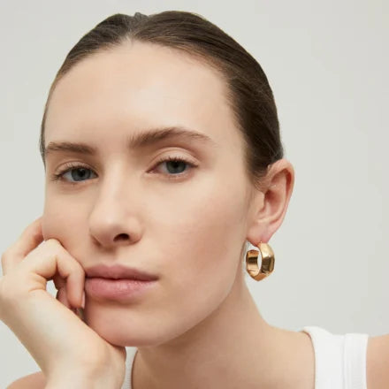 Gas Bijoux Strass Hoop Earrings - Gold Plated - Pierced