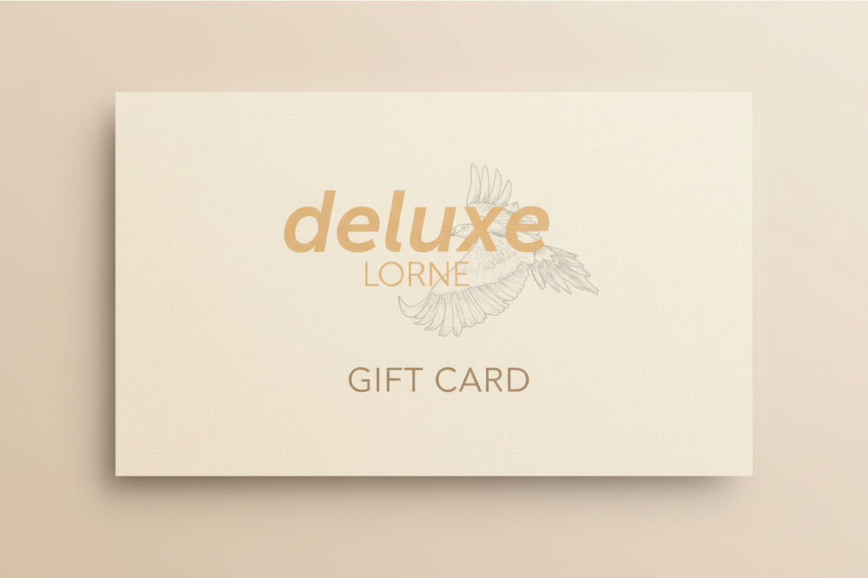 Deluxe Lorne Gift Card featuring the boutique logo with cockatoo