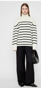 Anine Bing Courtney Sweater Ivory and Black Stripe