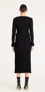 Cable Merino Pleated Dress Black