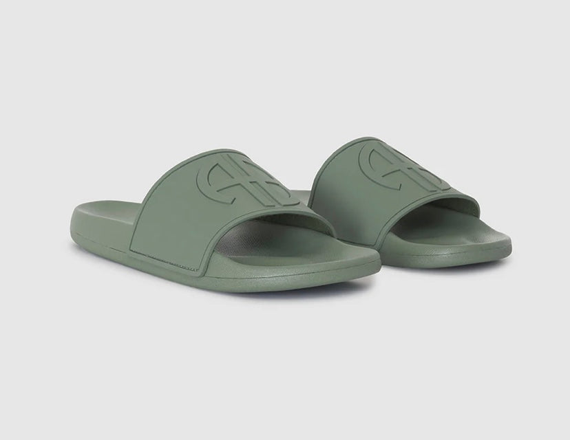 Anine Bing Isla Slides Artichoke Monogram
