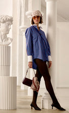 Load image into Gallery viewer, Le Stripe Piazza Contrast Collar and Cuff Shirt - COBALT/RAISIN
