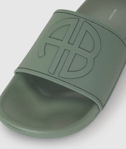 Anine Bing Isla Slides Artichoke Monogram