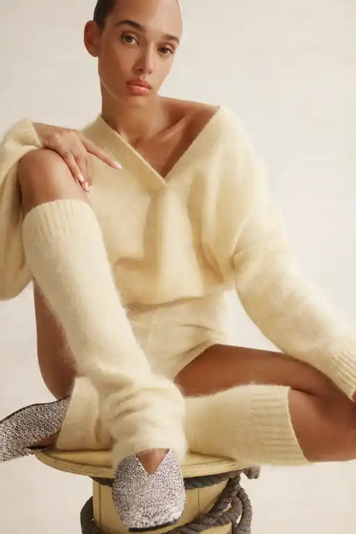 Cable Colour Me V Jumper - Butter