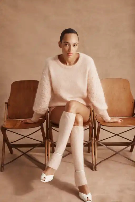 Cable Colour Me Bobble Jumper - Nude