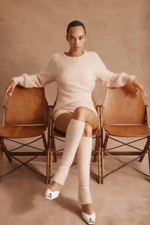 Cable Colour Me Bobble Jumper - Nude