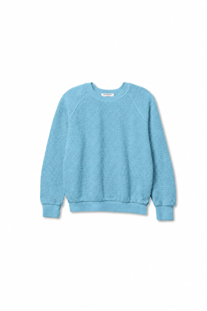 Perfect White Tee Ziggy Shrunken  Crew Neck Sweatshirt  Reverse Fleece Milky Blue