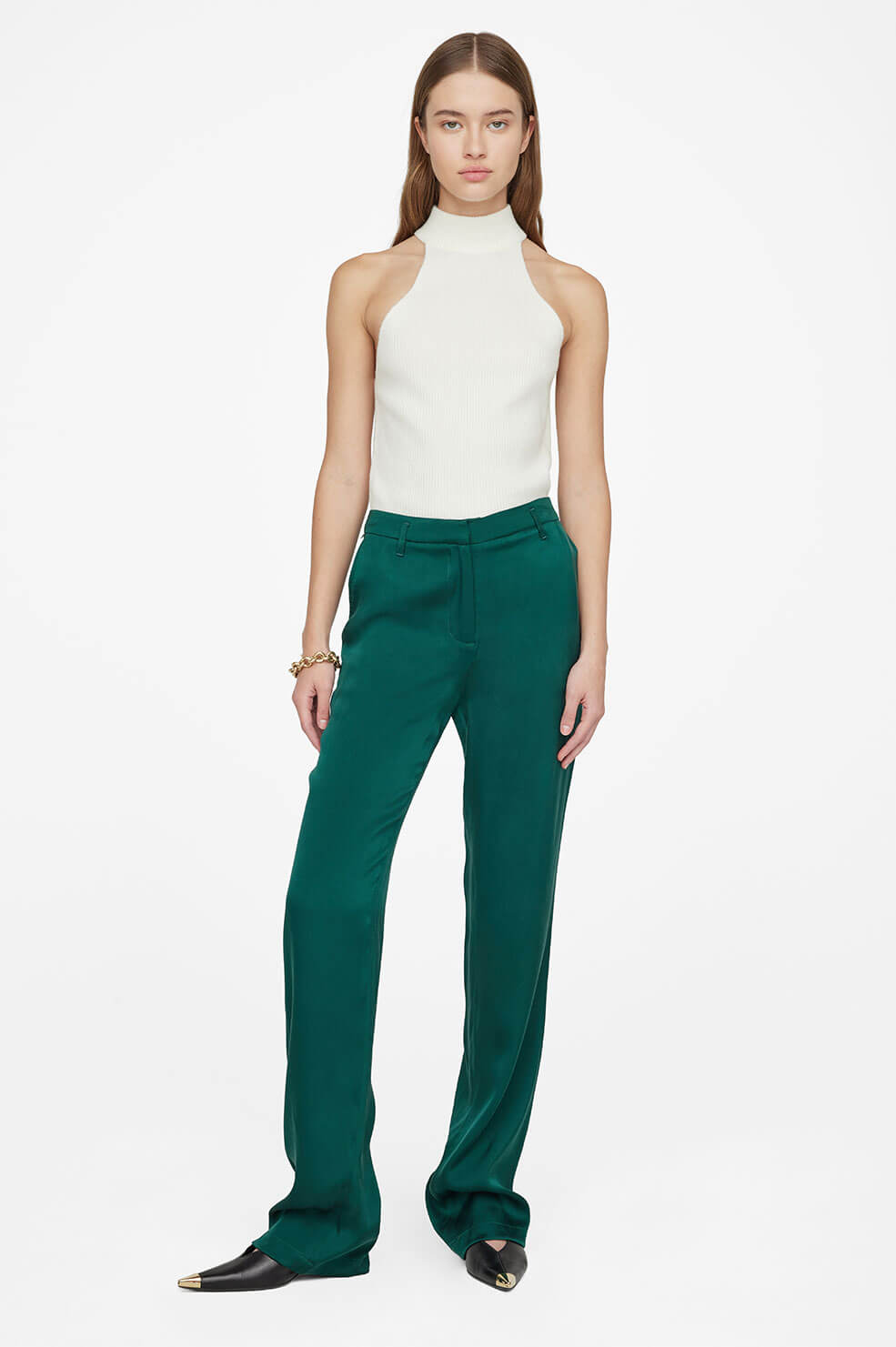 Anine Bing Classic Pant Emerald Green Deluxe Lorne