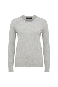 Cable Pure Cashmere Crew Jumper Grey Marle