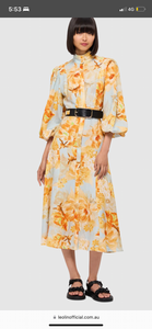 Leo Lin - Nellie Midi Dress in Camilia Print - Apricot