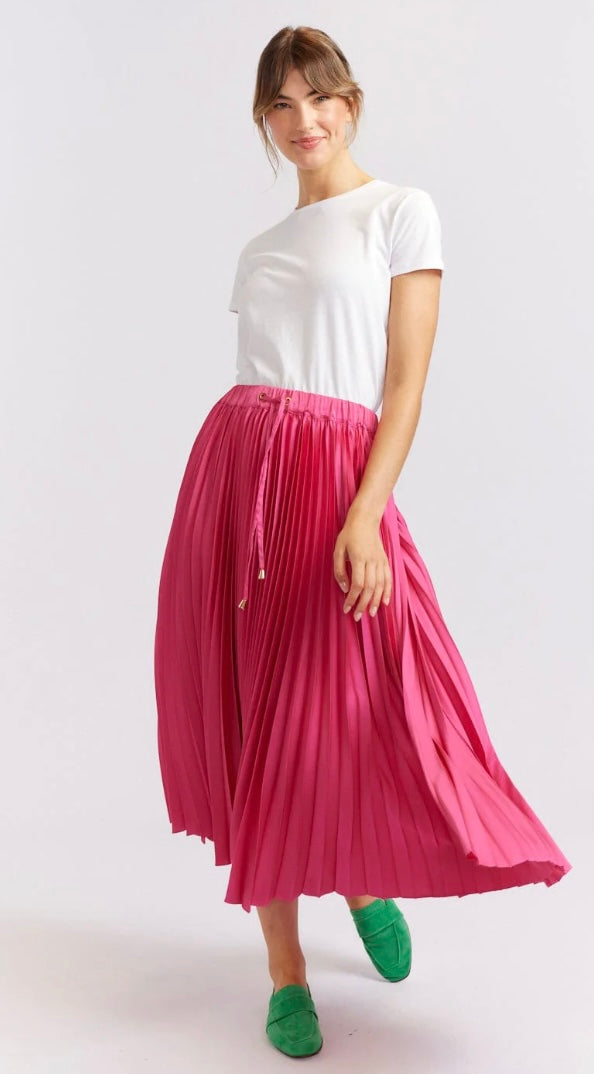 Alessandra Cosmos Pleated Skirt in Berry