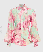 Load image into Gallery viewer, Danna Billow Sleeve Blouse - Camellia Print in Fuchsia