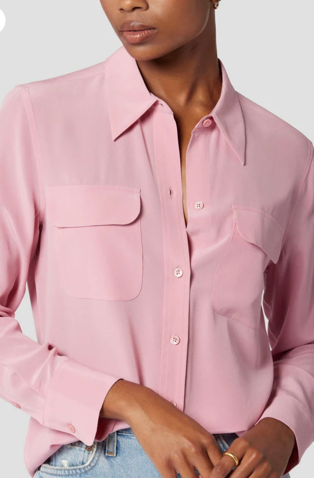 Equipment Slim Signature Silk Shirt in Pink