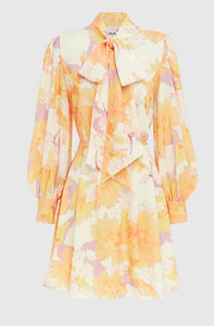Leo Lin Luna Tie Neck Mini Dress Jasmine print in Sun