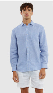 Linen Blue Check Shirt
