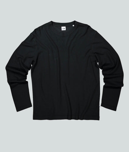 No Nationality Clive Cotton Blend Long Sleeve Tee in Black