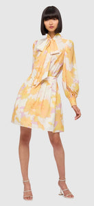 Leo Lin Luna Tie Neck Mini Dress Jasmine print in Sun