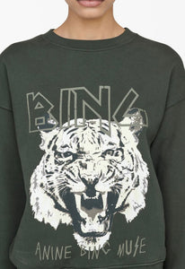 Anine Bing Tiger Sweatshirt in Forest Green