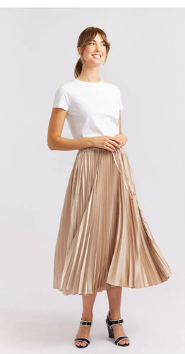 Alessandra Cosmos Pleated Skirt in Latte