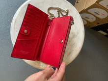 Load image into Gallery viewer, Dylan Kain Leather Clutch/Wallet with Gold Chain - Red