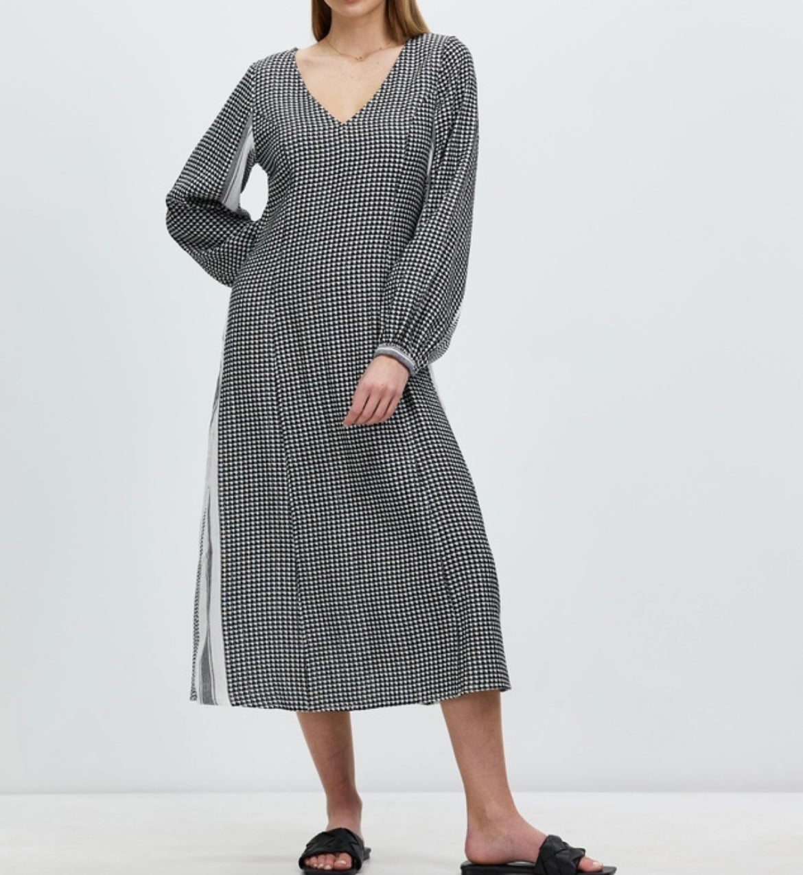 Summery Copenhagen Freya Long Dress in Whisper White/Black